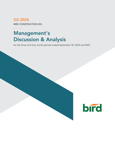 Vorschaubild Bird Construction Quartalsbericht 2024-q3