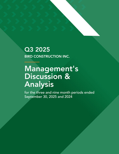 Vorschaubild Bird Construction Quartalsbericht 2025-q3