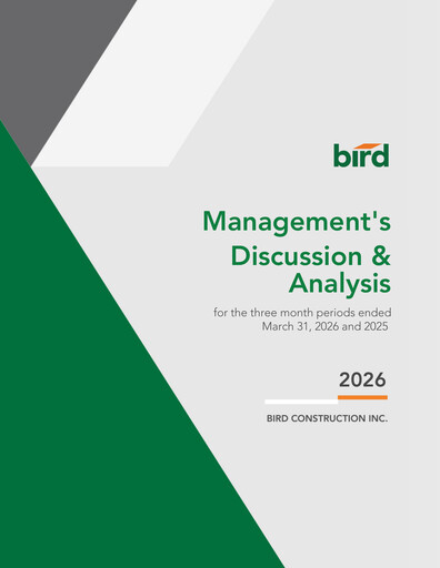 Miniature Bird Construction Rapport trimestriel 2026-q1