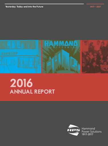 Thumbnail Hammond Power Solutions Annual Report 2016
