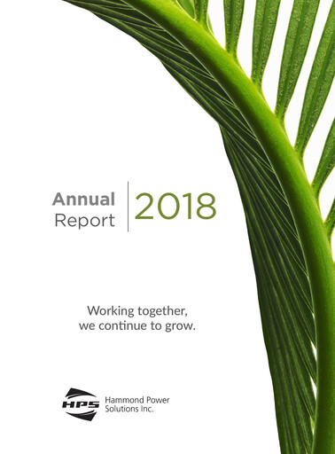 Thumbnail Hammond Power Solutions Annual Report 2018