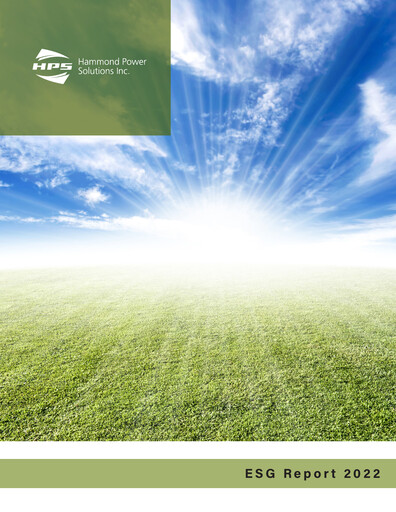 Thumbnail Hammond Power Solutions ESG Report 2022