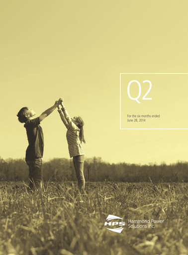 Thumbnail Hammond Power Solutions Quarterly Report 2014-q2