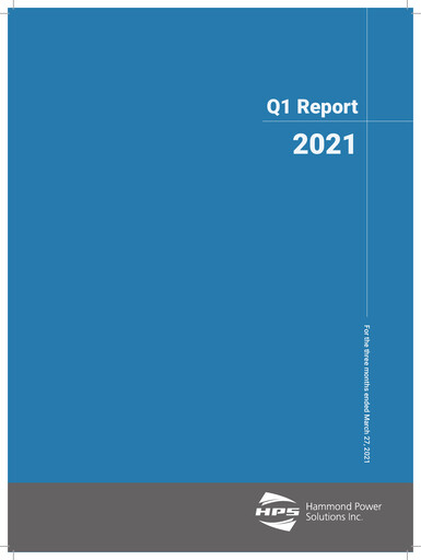 Thumbnail Hammond Power Solutions Quarterly Report 2021-q1