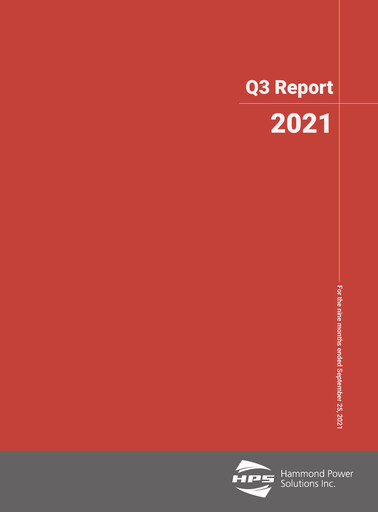 Thumbnail Hammond Power Solutions Quarterly Report 2021-q3