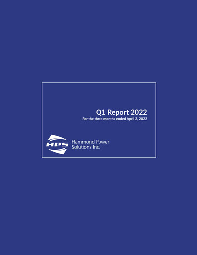 Thumbnail Hammond Power Solutions Quarterly Report 2022-q1