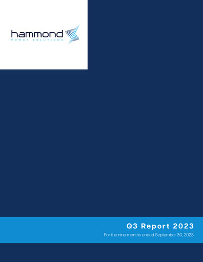 Thumbnail Hammond Power Solutions Quarterly Report 2023-q3