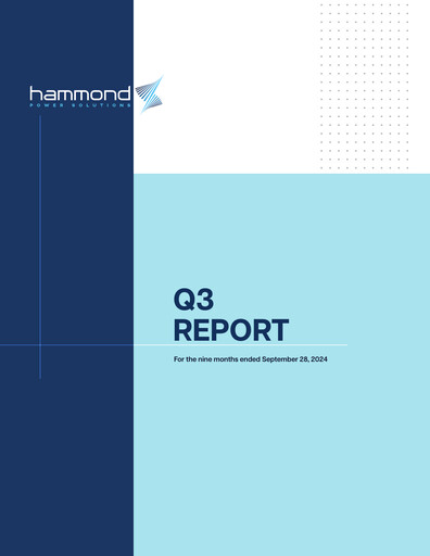 Thumbnail Hammond Power Solutions Quarterly Report 2024-q3