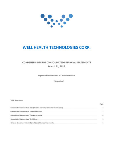 Thumbnail WELL Health Technologies Quarterly Report 2026-q1
