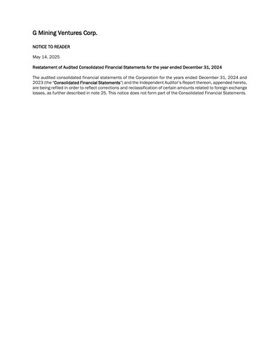 Vorschaubild G Mining Ventures Finanzmitteilung 2024