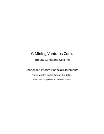 Vorschaubild G Mining Ventures Quartalsbericht 2021-q1