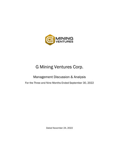 Vorschaubild G Mining Ventures Quartalsbericht 2022-q3