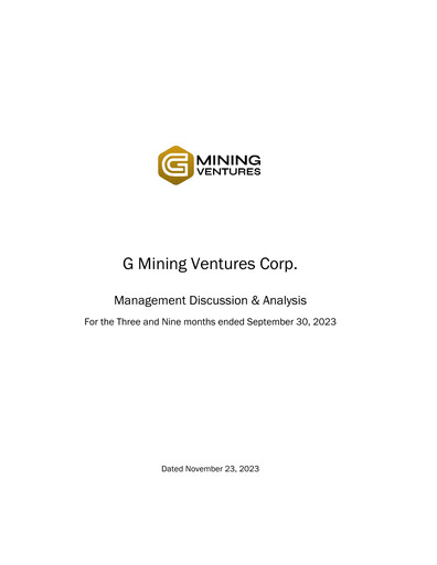 Vorschaubild G Mining Ventures Quartalsbericht 2023-q3