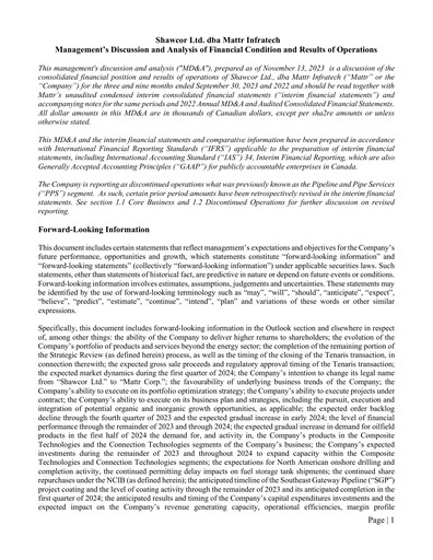 Thumbnail Mattr Corp. Quarterly Report 2023-q3