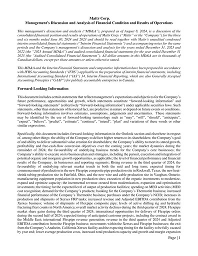 Thumbnail Mattr Corp. Quarterly Report 2024-q2
