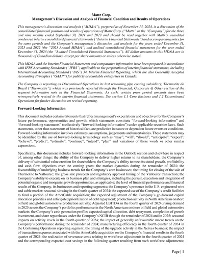 Thumbnail Mattr Corp. Quarterly Report 2024-q3