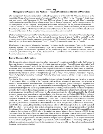 Thumbnail Mattr Corp. Quarterly Report 2025-q3