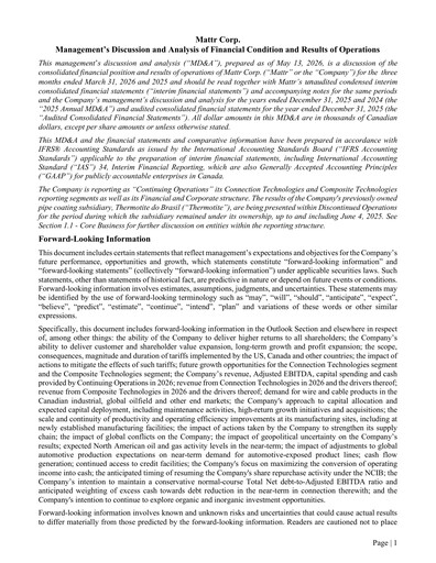Thumbnail Mattr Corp. Quarterly Report 2026-q1