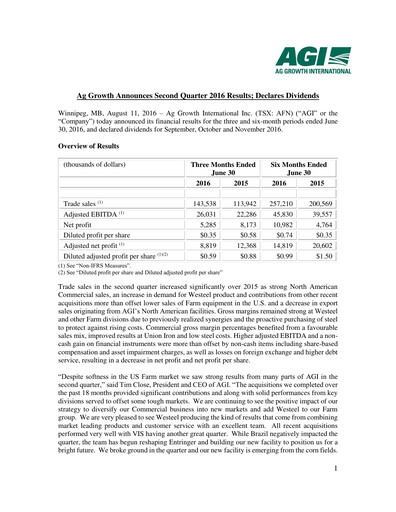 Thumbnail Ag Growth International Quarterly Report 2016-q2