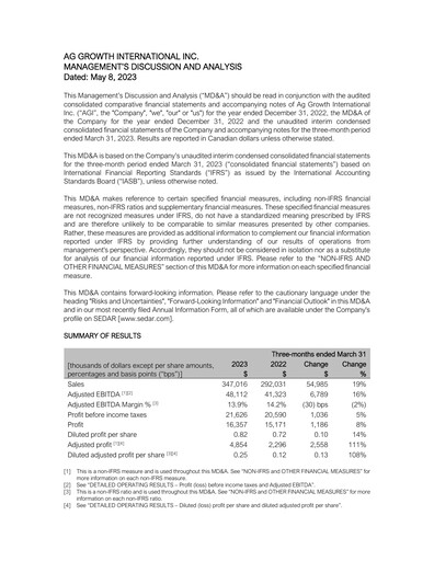 Thumbnail Ag Growth International Quarterly Report 2023-q1