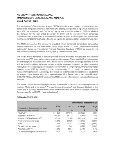 Vorschaubild Ag Growth International Quartalsbericht 2024-q1