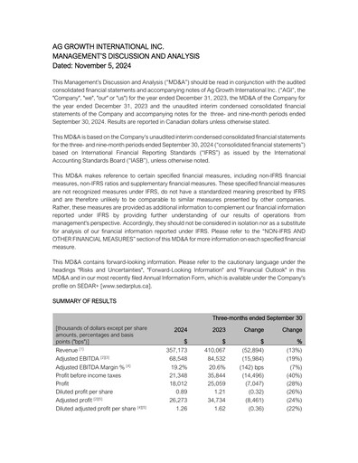 Vorschaubild Ag Growth International Quartalsbericht 2024-q3
