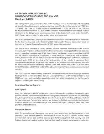 Thumbnail Ag Growth International Quarterly Report 2026-q1