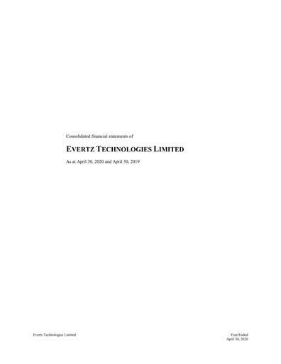 Thumbnail Evertz Technologies Financial Statement fy2020