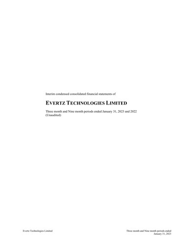 Miniature Evertz Technologies Rapport trimestriel 2023-q3
