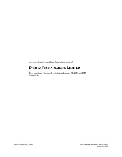 Miniature Evertz Technologies Rapport trimestriel 2024-q3
