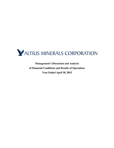 Vorschaubild Altius Minerals Finanzbericht 2015