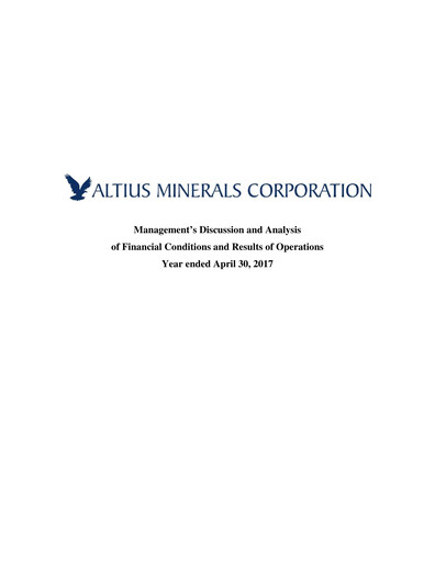 Vorschaubild Altius Minerals Finanzbericht 2017