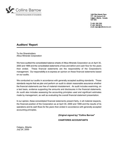 Vorschaubild Altius Minerals Finanzmitteilung fy2000