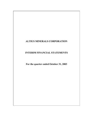 Vorschaubild Altius Minerals Quartalsbericht 2004-q2