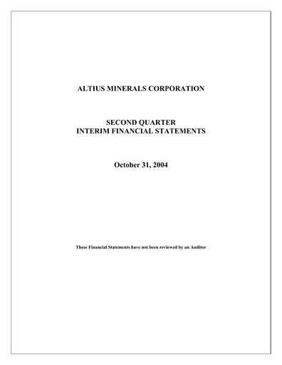 Vorschaubild Altius Minerals Quartalsbericht 2005-q2