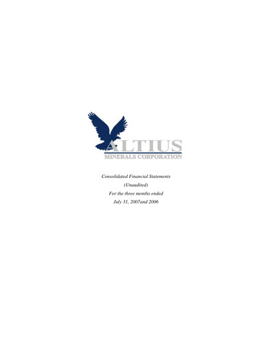 Vorschaubild Altius Minerals Quartalsbericht 2008-q1