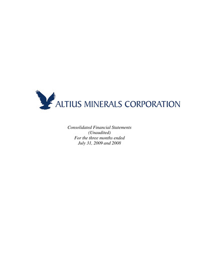 Vorschaubild Altius Minerals Quartalsbericht 2010-q1