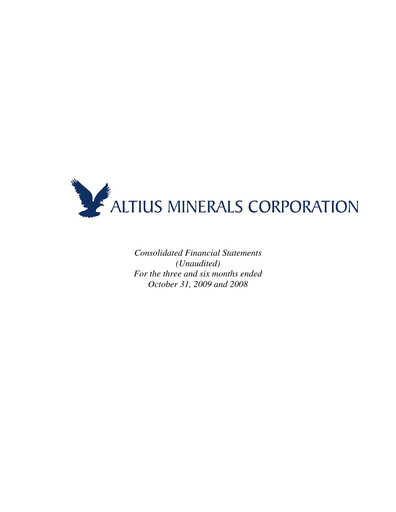 Vorschaubild Altius Minerals Quartalsbericht 2010-q2