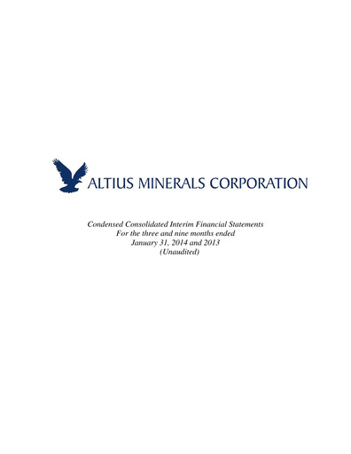 Vorschaubild Altius Minerals Quartalsbericht 2014-q3
