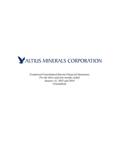 Vorschaubild Altius Minerals Quartalsbericht 2015-q3
