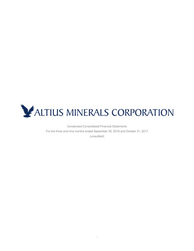 Vorschaubild Altius Minerals Quartalsbericht 2018-q3