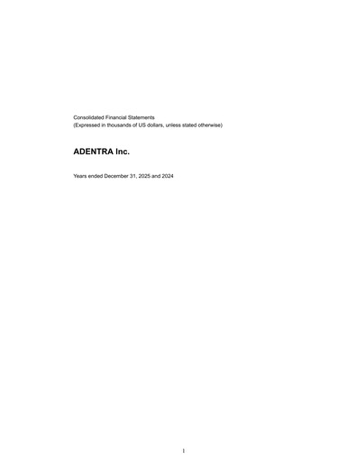 Thumbnail ADENTRA Inc. Financial Statement 2025