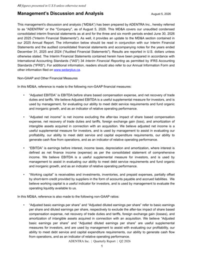 Thumbnail ADENTRA Inc. Quarterly Report 2026-q2