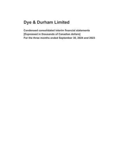 Miniature Dye & Durham Bilan financier 2025-q1