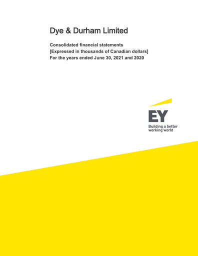 Thumbnail Dye & Durham Financial Statement fy2021