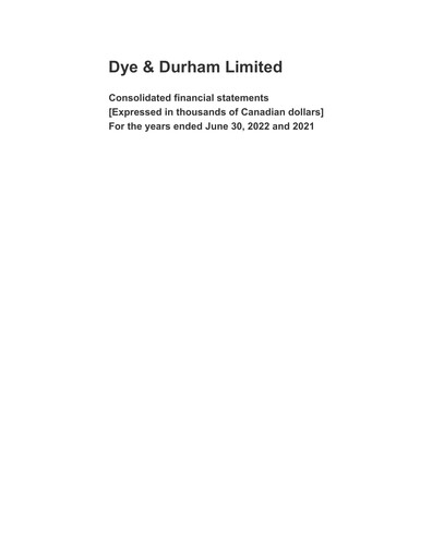 Thumbnail Dye & Durham Financial Statement fy2022