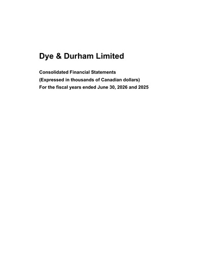 Thumbnail Dye & Durham Financial Statement fy2026