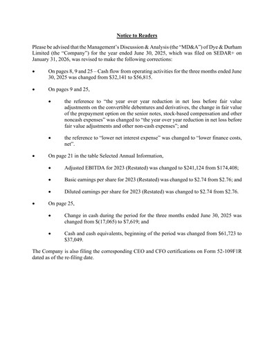 Thumbnail Dye & Durham Quarterly Report 2025-q4