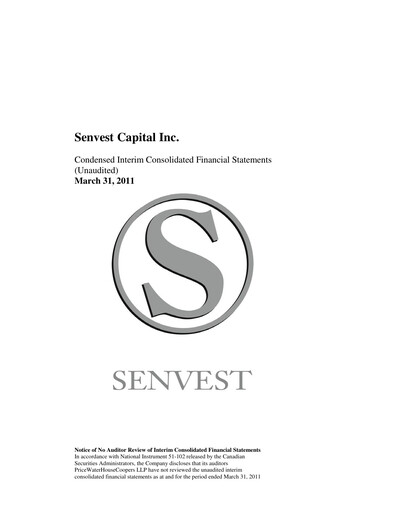Thumbnail Senvest Capital Quarterly Report 2011-q1