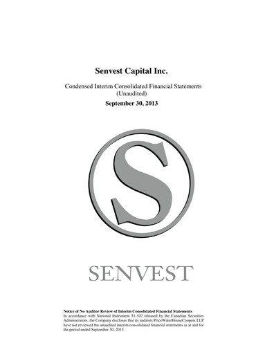 Thumbnail Senvest Capital Quarterly Report 2013-q3
